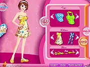 Dress up game screenshot featuring three girls trying on stylish casual outfits for a cinema date