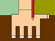 Close-up of a hand with a pen rapidly striking between the fingers in the Cutting Fingers free online game.