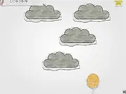 The Balloons free online skill game screenshot showing a colorful balloon floating in the sky, collecting a yellow star and avoiding dark clouds