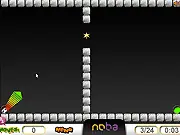 Screenshot of Freeky Ball game, a blue ball rolling on a platform near stars and the finish hole, free online physics puzzle game