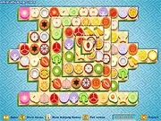 Fruit Mahjong online game board showing various colorful fruit tiles arranged in a classic mahjong layout.