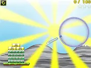 A large ball being launched from a catapult towards a complex structure of blocks that need to be knocked off the screen in the physics game Clausus 2