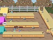 Screenshot of the Sweet Apple Cider serving game showing a counter with cider ingredients and demanding customers waiting for their drinks