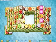 The free online puzzle game Hollow Mahjong with fruit tiles arranged in a unique 'hollow' pattern.