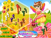 Screenshot of the free online game Busy Bee Dress Up featuring the character in a variety of bee-themed costumes