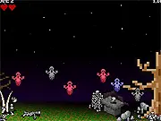 The Unfortunate Necromancer game screenshot showing the necromancer character defending against spirits