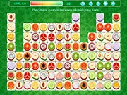 A close-up view of the grid with colorful fruit tiles in the Fruits Mahjong Connect online puzzle game.