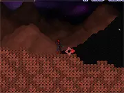Screenshot of Space Wrecked HD free online game showing the player character shooting a blaster while jumping over green slime