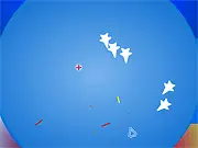 Pixel Blaster free online arcade game showing a small pixel jet spaceship shooting enemies