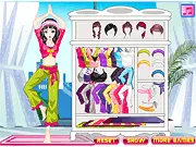Screenshot of Fitness Yoga Girl dress-up game showing stylish sportswear options and a selection of athletic accessories