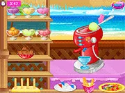 Play My Ice Cream Maker free online game, slicing fruits and decorating ice cream with toppings