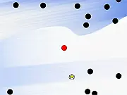 Balls: Too Many free online skill game showing a small object dodging many large, black bouncing balls