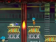 Mistered game screenshot showing a pixelated character jumping over spike obstacles on a dark platforming level, play free online platformer