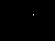 Connect The Dots Online game screen showing a white spinning circle aiming at small gray dot targets against a black background