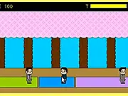 Screenshot of the Carpet Tug Stealth Battle game showing two characters trying to secretly tug on a rug