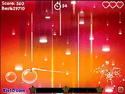 The fast-paced arcade game Blows Smasher showing bubbles being cut or sliced with a line.
