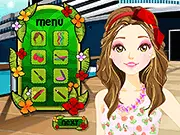 Sarah's Summer Cruise dress up game screen showing a character in various fashionable vacation clothes and accessories.