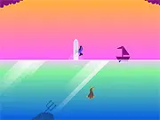 Leagues Above game screenshot showing a large bird and a massive fish battling in a physics-based, absurd fight simulator
