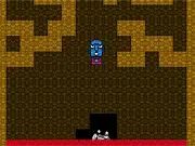 Screenshot of the free online game Moai Tribe, showing small tribal people jumping to avoid rising red lava below an island platform