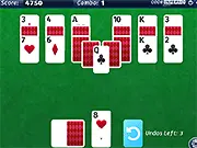 TriPeaks+ Solitaire free online game screenshot, card game, matching cards in the three peaks