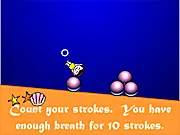 Pearl Dive game screenshot showing a diver swimming underwater, trying to collect a luminous pearl while avoiding a large, incoming shark.