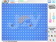 Screenshot of Joy Flash online game, showing the character Joy running away from a large crowd of chasing women