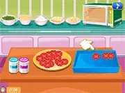 Tomato and Corn Pizza free online cooking game, baking process, adding toppings and garnishing a fresh pizza