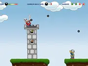 One-Man Siege free online game, catch cannonballs, defend tower on PlayArcadeHub
