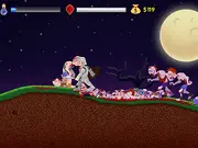 Screenshot from Knight of the Dead showing a medieval knight fighting a group of zombies in a dark, fantasy setting.