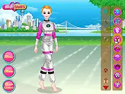 Career Choices dress up game screenshot - model trying on a doctor's uniform and an astronaut's suit