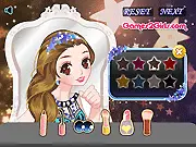 Star Guardians Dress Up free online girl game screenshot, two young ladies preparing their makeup and outfits for a party under the stars