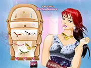 Blind Date Dress Up game screen showing a girl preparing for a date with fashionable clothes, shoes, and accessories on display.