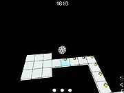 Jumpix 1.1 free online game, showing a character jumping across a gap on a narrow platform in an arcade level