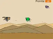 Alpha Cat Arcade free online shooter game screenshot, retro-style cat flying a spaceship and shooting alien enemies