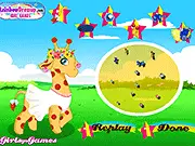Cute Giraffe Dress Up game screenshot showing an adorable cartoon giraffe wearing funny clothes and a stylish hat.