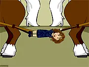 Screen capture of the Pepsi Girl Wheel of Death flash game showing a cartoon female character tied to a spinning wheel or torture device with various tools or objects surrounding her.