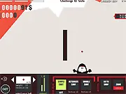 Screenshot of The Juggle Hero online game, a character standing by a wall throwing and catching multiple bouncing balls
