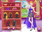 The Beauty's Royal Ball game screen showing the princess standing in a luxurious blue ballgown and a diamond tiara