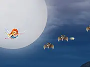 Screenshot of the free online game Bloom Dark Sky with a ship firing missiles at enemy formations