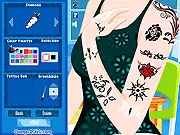 The Tattooist game graphic showing a virtual tattoo artist creating a beautiful design on a customer's arm in an online studio