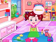 Cute Craft Studio game screenshot, helping a girl make a paper flower and painted vase, free DIY online game