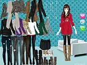 Cozy Cashmere Cutie free online game screenshot, winter fashion dress up with sweaters and coats on PlayArcadeHub