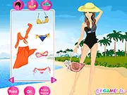 Romantic Beach Girl Dress Up free online game, selecting beach outfits and swimwear on PlayArcadeHub
