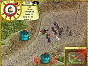 The Eternal Battle game screen showing two opposing armies of troops clashing on a strategic battlefield.