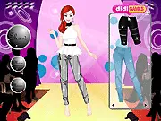 Screenshot of the free online dress-up game Black and White Trend showing a model in a stylish monochrome outfit on PlayArcadeHub.