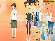 Screenshot of the free online dress up game Maikki Dress Up, showing the main character Maikki wearing a fashionable outfit, ready for customization