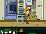 Little Johnny dressed in a makeshift costume, trick-or-treating in the Halloween night neighborhood in the Trick-or-Treat Adventure free online game.