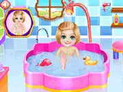 Play Marissa Day Care free online game – Nanny taking care of a happy baby Marissa in a crib in a colorful day care room.