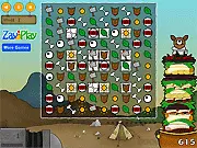 Screenshot of The Poor Alien Match 3 game puzzle board, free online puzzle game where you drag rows, fun match-3 gameplay