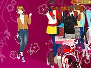 Linda Dressup game screenshot, girl trying on a dress, free online fashion game, makeover game